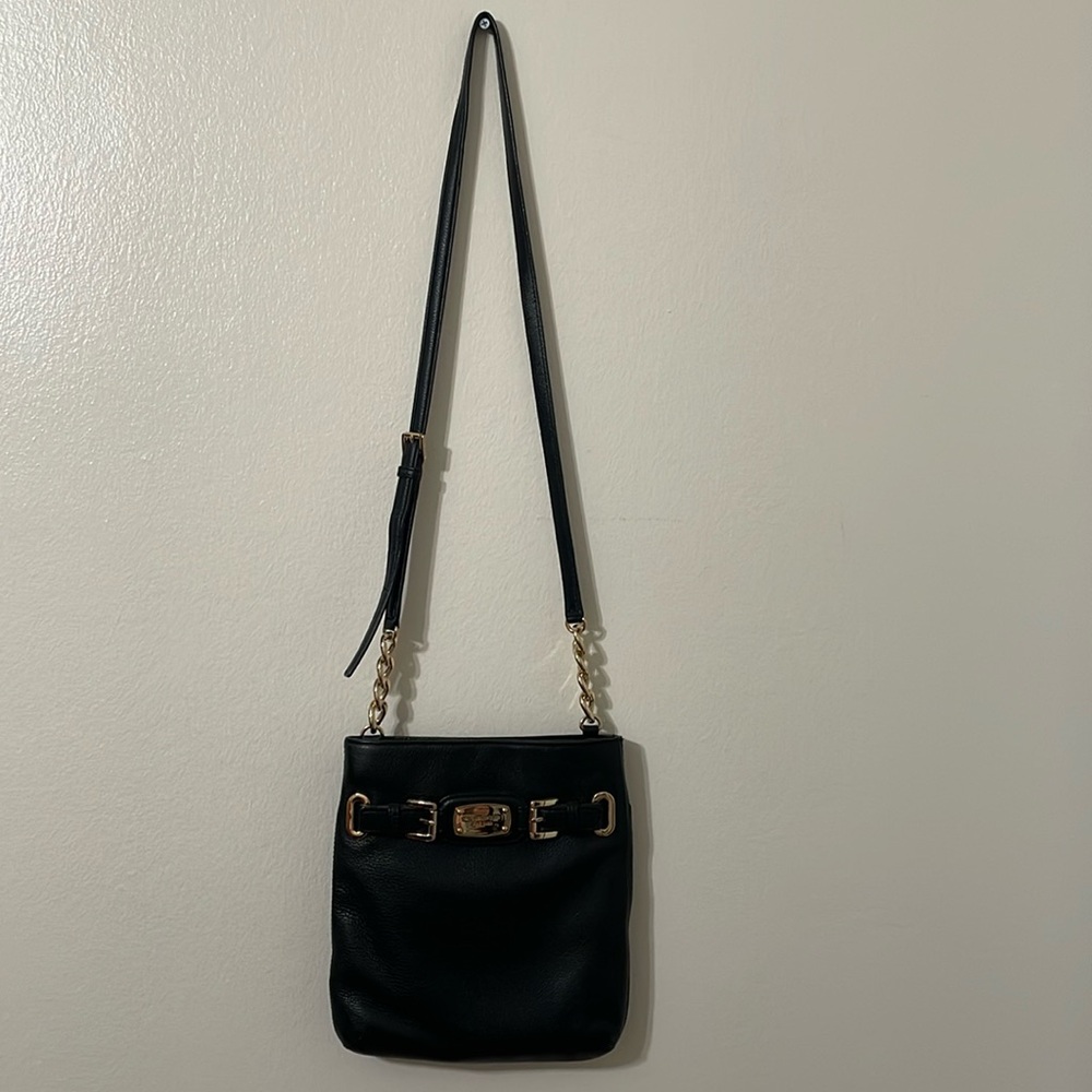 MICHAEL KORS Hamilton Pebble Leather Crossbody Shoulder Bag Purse Black